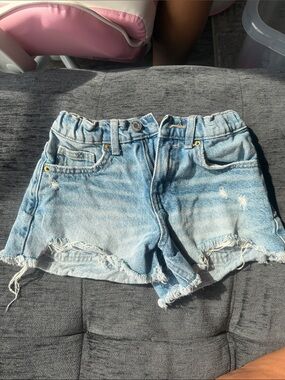 Zara Light Blue Distressed Denim Shorts